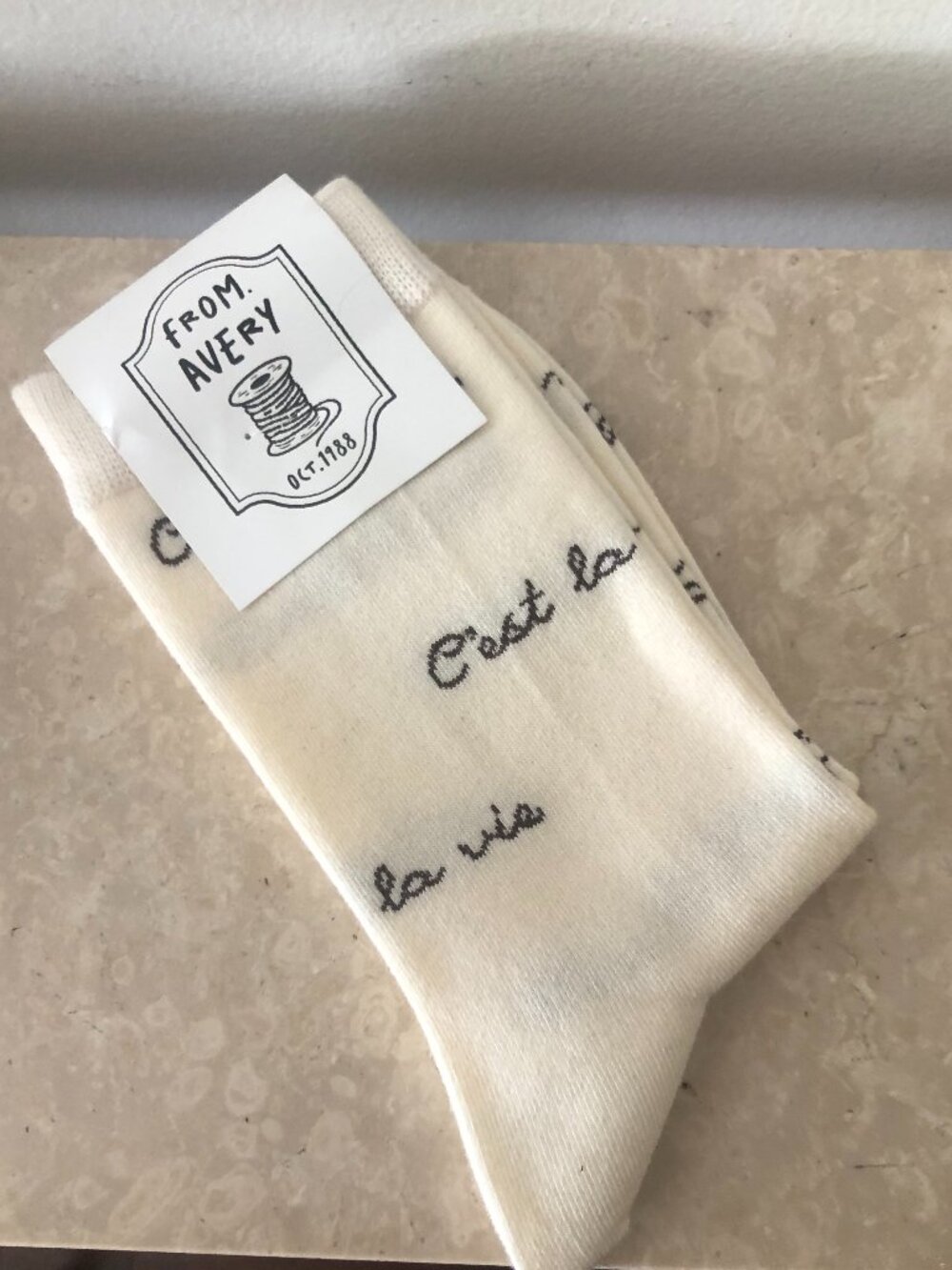 NEW! AVERY- C'est La Vie Cream Warm Comfy Korean Women Socks - Size 6-Size 11